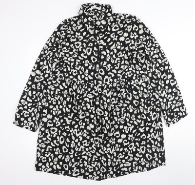 Kayella Damen Shirtkleid schwarz Animalprint Kragen - Größe M