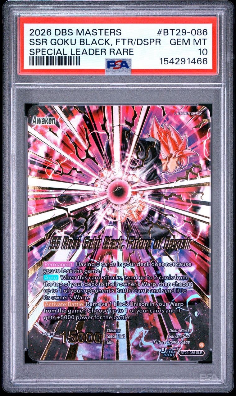 2026 DBS Masters BT29-086 SS Rose Goku Black Future of Despair SLR PSA 10 GEM MT