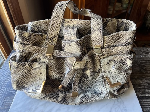 Michael Kors Authentic Large Tote Bag - Python SnakePrint w/Gold Hardware, Lined