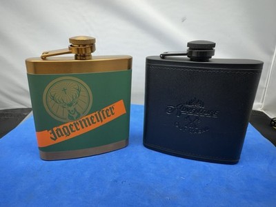 2/ Jagermeister &Adventure Is Out There 5oz Flask   Metal Liquor Pocket Flask