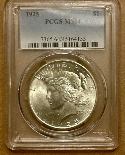 1925 Peace Silver Dollar MS64 PCGS