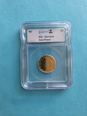 Genuine Gold Plated 1907 Liberty Head V Nickel ICG Ripz Rare Earth