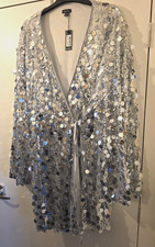 LADIES BOOHOO SEQUIN WRAP AROUND DRESS/ LONGLINE TOP PLUS SIZE UK 26 BRAND NEW
