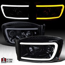 Black/Smoke Fits 2006-2008 Dodge Ram 1500 2500 LED Signal Projector Headlights