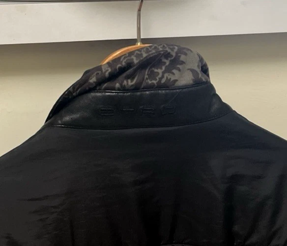 Men’s Etro black quilted reversible jacket w/ leather accents paisley lining XL - Image 4 of 4