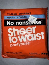 No Nonsense Sheer to Waist Pantyhose 19 Tan Sandlefoot Medium to Tall NOS
