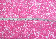 2/3 yd Seersucker Cotton Fabric White with Dark Pink Flowers