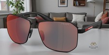 PRADA PS A53S DG008F Rubber Black Dark Grey Mirror Blue Red 62mm Mens Sunglasses