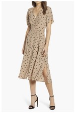 ASTR the Label Women's Dolman Sleeve Midi Dress Button Front Taupe Black Size XS