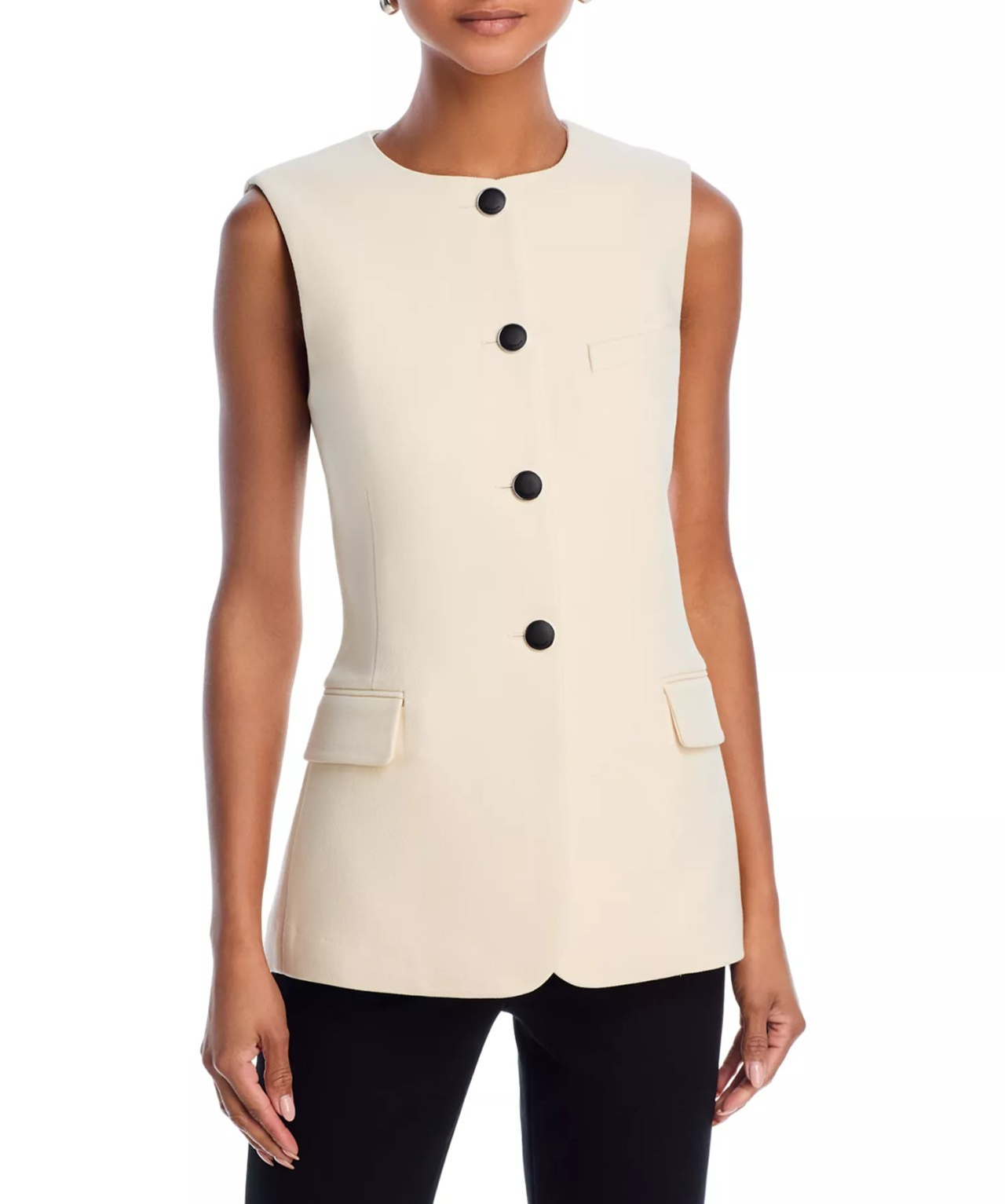 New rag & bone Bartlet Collarless Vest Ivory Size-10, $280 / 65% Off MSRP