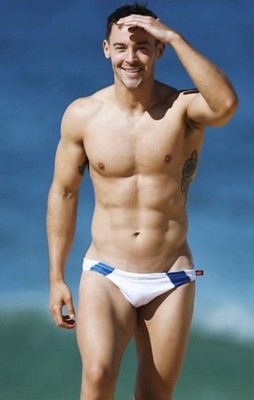  RARE AussieBum Swim Lg D7 GLANZWhite NYLON Retro SILKY Speedo Competition Crew