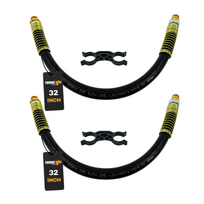 2 Pack 32'' Air Brake Hose 3/8  x 3/8  Swivel Rubber Air Brake Line Assembly with