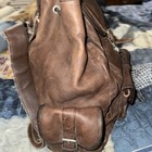 Vintage Dark Brown Leather Rucksack | Distressed Boho Backpack W/ Buckle Details — photo 3