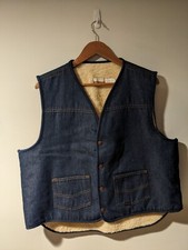 Vintage 90s Sears Western Wear X-Large Sherpa Lined Denim Vest