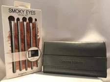 Coastal Scents Smoky Eyes Brush Set, 5 pc. w/ Travel Case + Smoky Eye Guide NIB