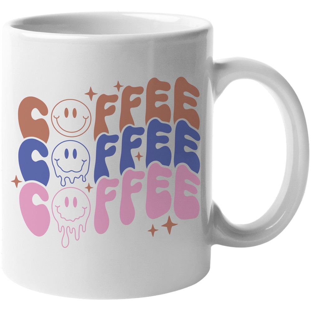 Coffee & Tea Mug, Coffee, Coffee, Coffee, Wavy Text Art