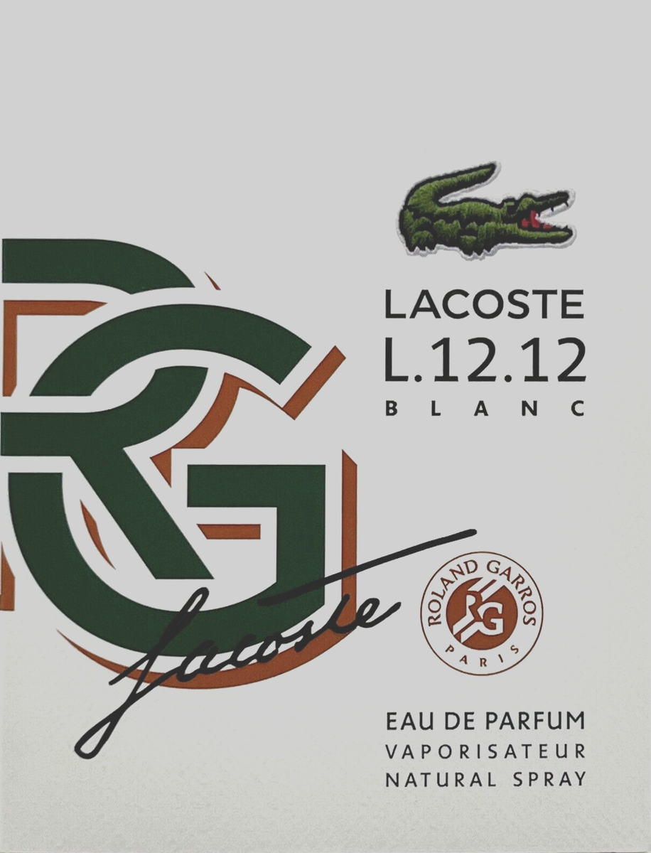 LACOSTE BLANC L.12.12 ROLAND GARROS EAU DE PARFUM SPRAY FOR MEN