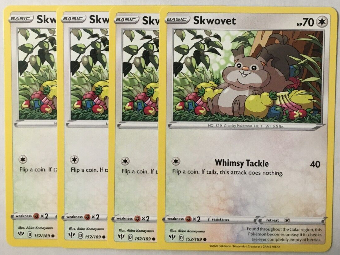 POKEMON 4X SKWOVET 152/189 DARKNESS ABLAZE COMMON NEAR MINT-PLAYSET