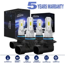 9005 9006 LED Headlights Kit Combo Bulbs 10000K High Low Beam Super White Bright
