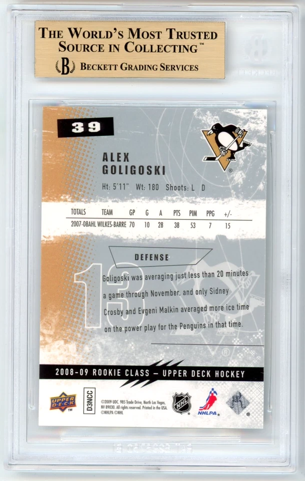 POP 1: Alex Goligoski BGS 9.5: 2008-09 Upper Deck Rookie Class Gisto Gem Mint - Image 2 of 3