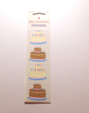 Mrs. Grossman's Lot 3 Strips Brand New Package Fun Birthday Cake Stickers HTF