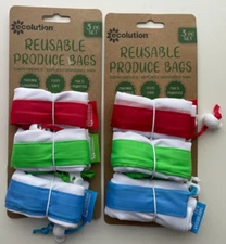 BRAND NEW Ecolution Reusable Produce Bags 2 x Set of 3 Mesh Grocery Food Travel