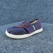 TOMS Girls Slip-On Shoes Multicolor Fabric Hook Loop Size T 5 Medium