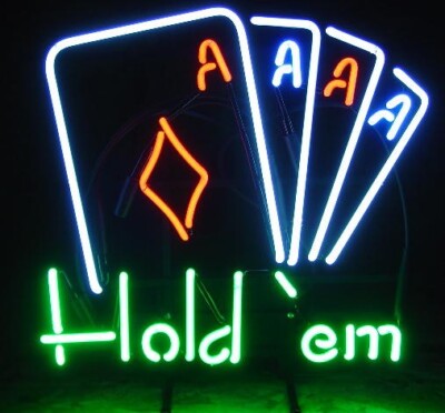 Texas Hold'em Pokers Casino 20''x16'' Neon Sign Lamp Light Show Bar With Dimmer