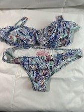 Victoria s Secret Swim Set Floral Strapless Bikini Top Sz Xs Bottom Sz S