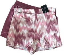 BCBGMAXAZRIA Women's 2-Pack Satin Sleep Shorts Size S Shell / Deco Rose