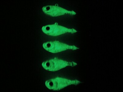 5 Jig Bucktail Man Cave Tackle 5-6-8 Oz - Testa Glow Bianca Con Teaser - Pesca In Acqua Salata
