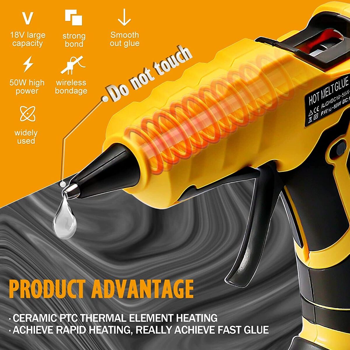 Hot Melt Glue Gun Kit For Dewalt 20V Max Battery with 10 Mini Clear Glue  Sticks