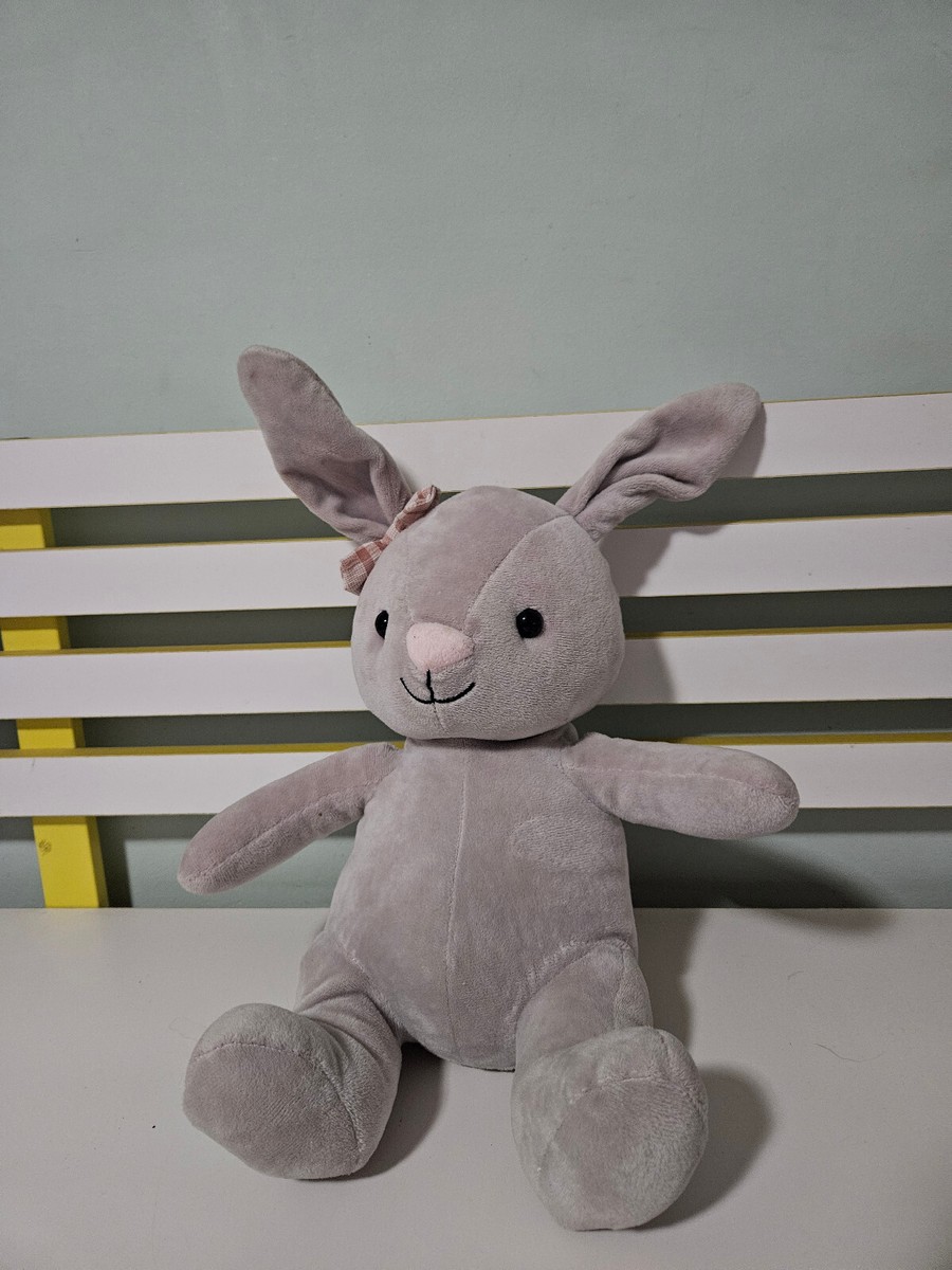 RABBIT PLUSH TOY KMART RABBIT ANKO BUNNY PINK BOW AND NOSE GREY