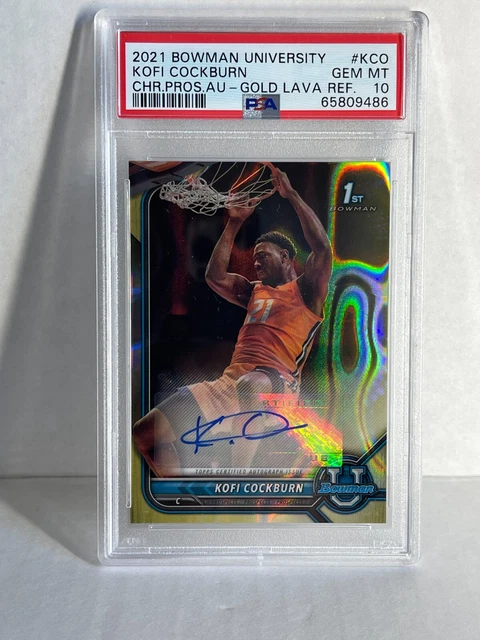 2021-22 Bowman  Chrome Auto GOLD REFRACTOR /50 RC ROOKIE KOFI COCKBURN PSA 10