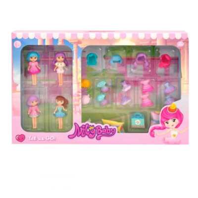 Playset Mini Bambole con Vestiti e Accessori