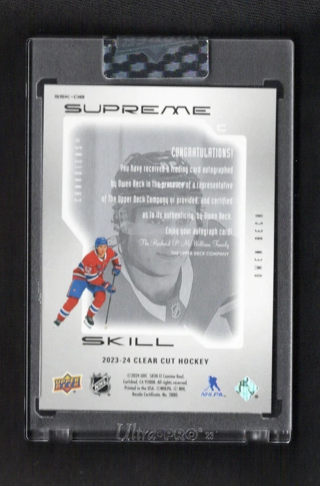 2023-24 Upper Deck Clear Cut SP Authentic Supreme Skill Autograph Owen Beck - Image 2 of 2