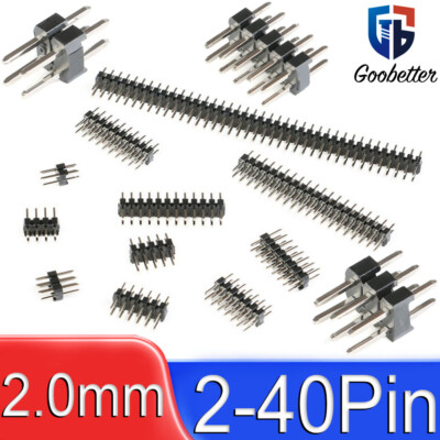 Stiftleiste schwarz 2 - 40 Pins 2,0mm Pin Male Header Breadboard Zweireihig PCB