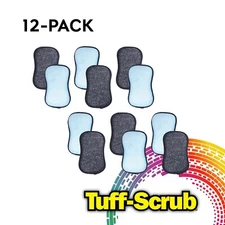 Original Tuff-Scrub 2in1 Microfiber Cleaning Sponge Pads, Highest Quality 12Pads