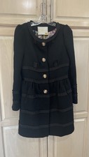 Leifsdottia Black Button Down Overcoat With Silk Interior And Velvet Pockets