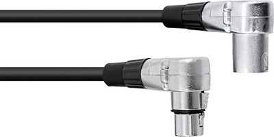 Omnitronic XLR Kabel 3pol 3m 90° sw Audiokabel XLR-Winkelverbindern Schwarz