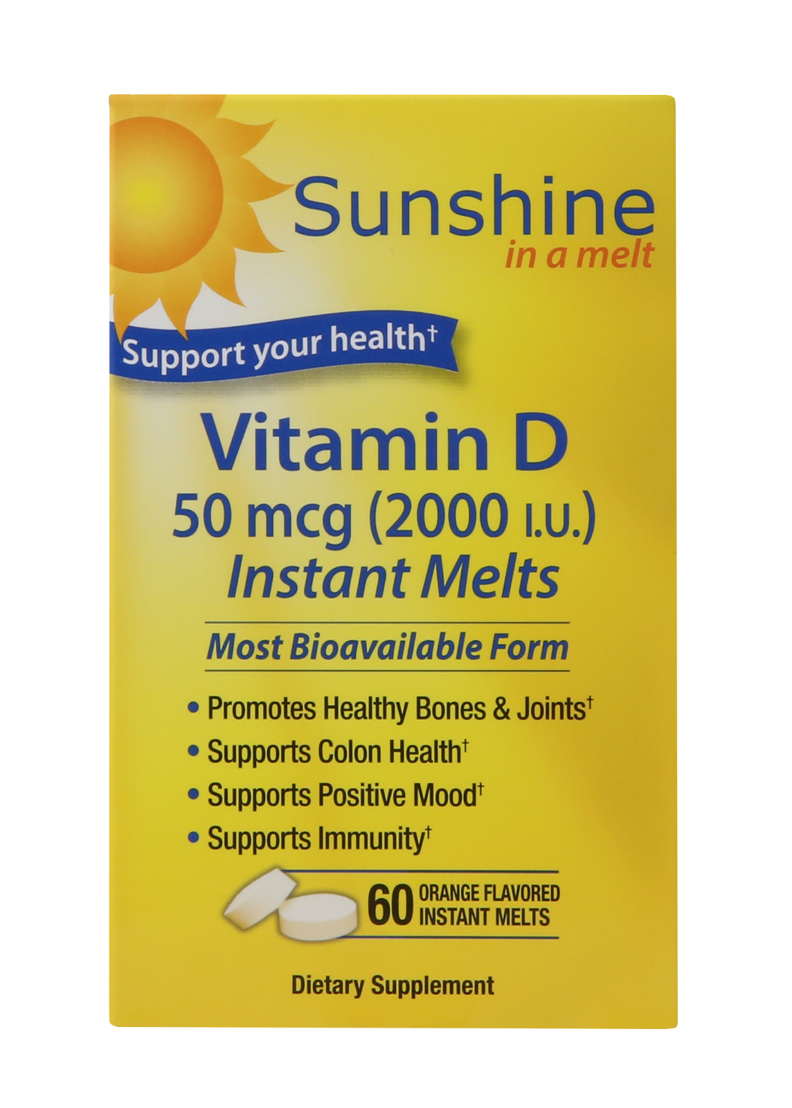 Sunshine Vitamin D 50 mcg (2,000 IU) 60 Orange Instant Melts