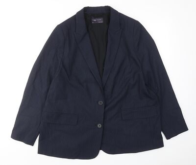 Marks and Spencer Damen Blau Nadelstreifen Polyestermischung Anzugjacke Größe 18