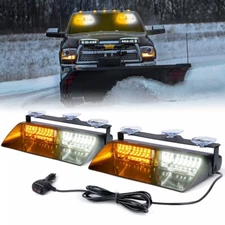 Xprite 2x LED Windshield Dash Deck Traffic Advisor Strobe Lightbar White Amber
