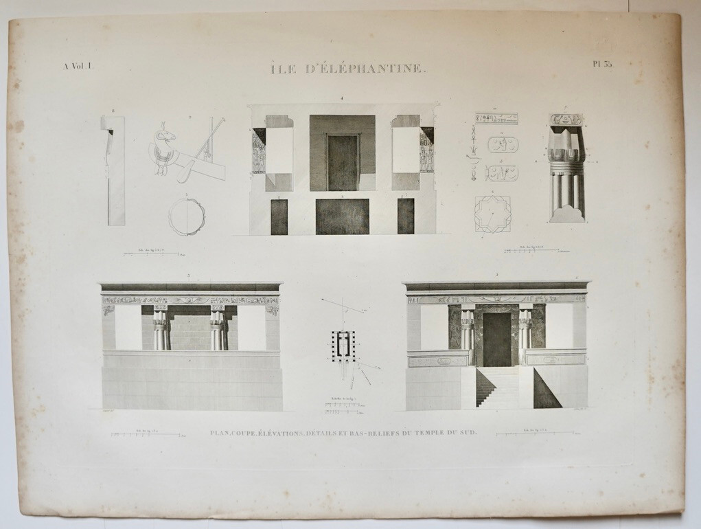 DESCRIPTION EGYPTE NAPOLEON ORIGINAL 1821  ILE ELEPHANTINE. (pl. 35, A. vol. I)