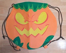 Halloween Pumpkin Trick or Treat Bag w/Drawstring Rope Handles