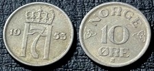 Norway 1953 10 Ore - Haakon VII KM-396 Copper-nickel aXF #17 - US Seller