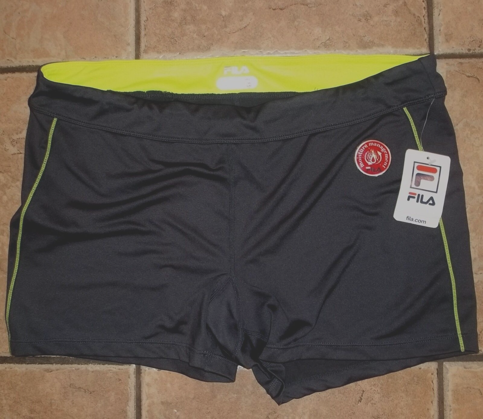 Pantaloncini sportivi donna FILA~GRIGIO~taglia XL~nuovi con etichette coppia pista~allenamento elasticizzato tennis