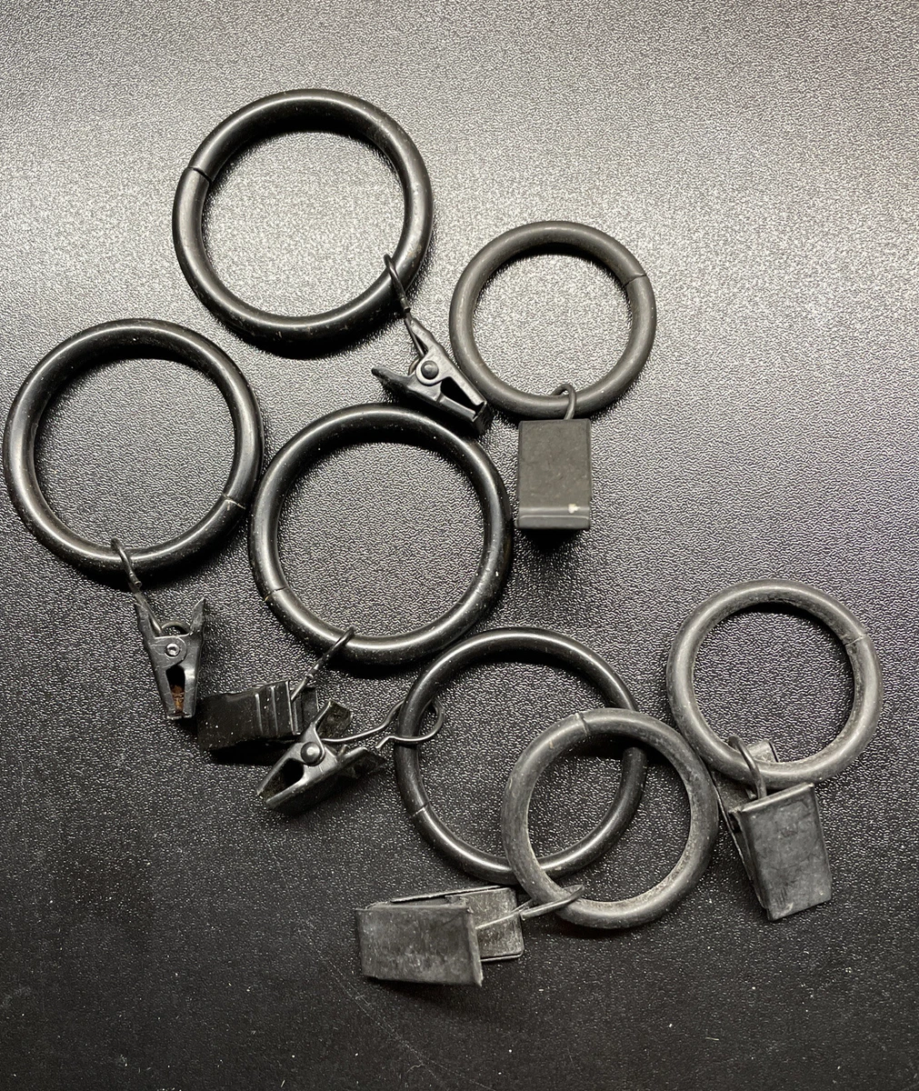 Lot of 7 Black Welded Metal Rings With Clips For Crafts Leather Work