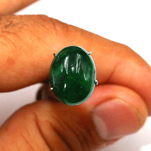 Piedra preciosa cabujón ovalado verde rico granate tsavorita natural certificado 9,44 quilates - Imagen 1 de 16