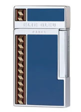 Elie Bleu J-14, Blue Lacquer Marquetry Jet Flame Lighter,  EBJ1452, New In Box